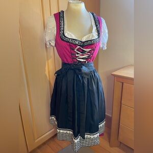 Traditional Pink and Black Dirndl Dress
